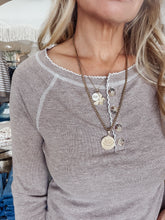 Sunday Morning Scallop Trim Henley Top - Mocha