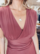 Delaney V Neck Cap Sleeve Ruched Waist Fit and Flare Midi Dress - Marsala