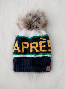 Apres Pom Hat - Navy/Yellow/Green