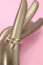 Gold Pearl Ribbon Bow Ring