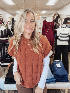 Autumn Orchard Cable Knit Sweater Vest - Pumpkin