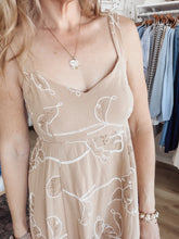 Cafe Verona Floral Embroidered Midi Dress - Khaki