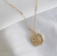 Celeste Mother of Pearl Star Paperclip Necklace - Gold Fill