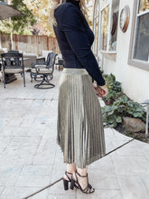 Dance All Night Lurex Fabric Pleated Midi Skirt - Gold