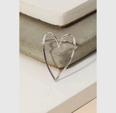 Heart Cut Out Ring - Silver