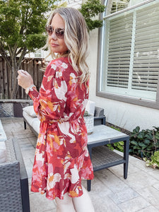 Colors of Autumn Long Sleeve Floral Dress