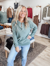 Sagewood Henley Button Long Sleeve Lightweight Pullover - Dusty Jade
