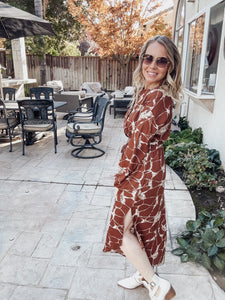 Countless Compliments Brown Abstract Dress