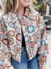 Retro Floral Printed Cropped Jacket