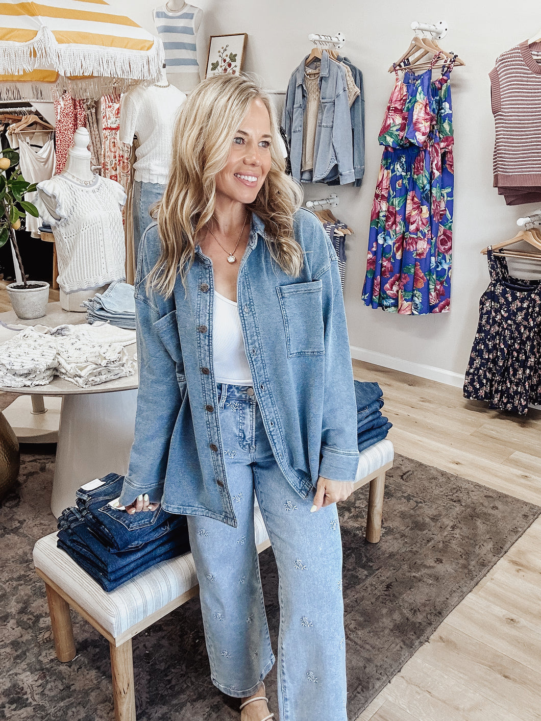 Camden Ultra Soft Denim Look Shacket - Medium Denim