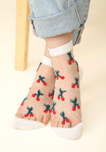 Cherry Embroidered Mesh Ankle Socks