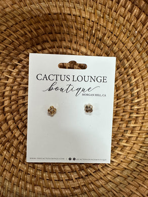 Clover Studs with Rhinestone