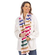 Striped Crochet Scarf - Rainbow Stripes