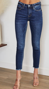 Amber Mid-Rise Raw Hem Crop Skinny Jean