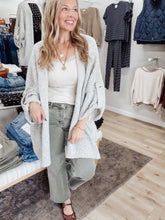 Maren Folded Knit Quarter Sleeve Open Front Cardigan - Light Heather Grey