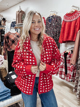 Holiday Chalet Check Sherpa Jacket - Red/Cream