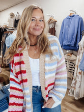 Summer Social Multi Stripe Cardigan - Red/Sky