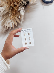 Coral and Seashell Stud Trio Earring Pack