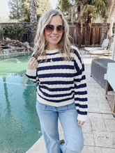 Effortless Style Navy & White Cable Knit Sweater