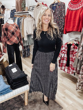 Kensington Knit Long Sleeve Ribbed Top Dress - Black Multi