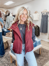 Friday Night Lights Solid Zip Up Puffer Vest - Burgundy