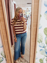 Fairway Stripe Boyfriend Tee - Wine Multi