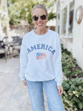 Watercolor Flag America Sweatshirt - White