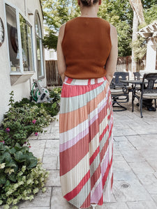 Pleated Midi Skirt - Multi Stripe