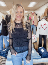 Velvet Heart Mesh Top - Midnight