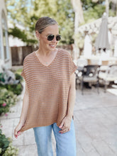 Sierra Crochet Doman Knit Top - Camel/Pink