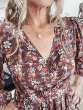 Autumn Bloom Floral Cotton Maxi Dress - Mocha Mousse