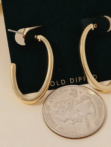 Gold Dipped Oval Hoop Earrings