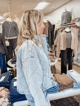 Brighton Quilted Denim Jacket with Tie Detail - Light Wash