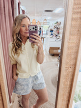Harbor Bloom Embroidered Stripe High Waist Shorts