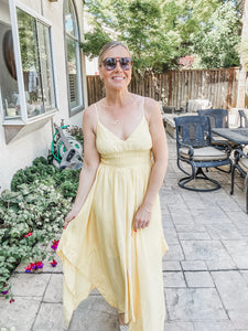 Bella V Neck Handkerchief Dress - Yellow