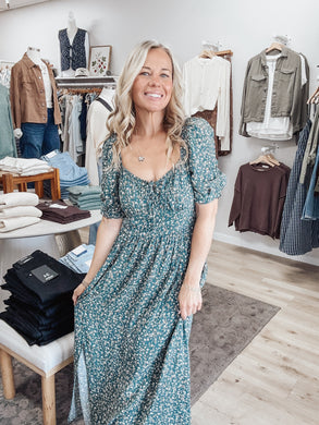 Meadow Song Floral Printed Maxi Dress - Teal