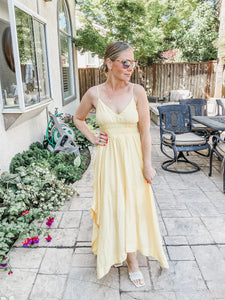 Bella V Neck Handkerchief Dress - Yellow