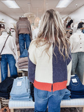 Sunset Color Block Sweater Top - Banana/Navy