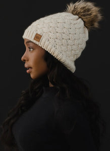 Knit Pom Hat - Cream