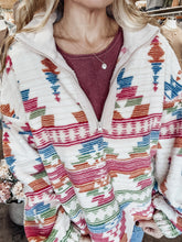 Foxridge Multicolor Print 3/4 Fleece Pullover - Pink Mix