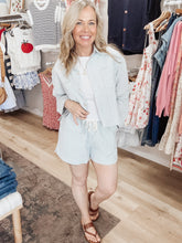 Seabreeze Linen Blend Top and Short Set - Blue Stripe