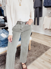 Mara Tummy Control Mid Rise Straight Raw Edge Denim - Burnt Olive