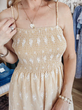 Buttercup Picnic Floral Embroidered Mini Gingham Spaghetti Strap Maxi - Butter Yellow