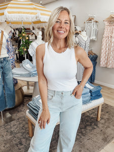 Luxe Layer Soft and Stretchy High Neck Double Lined Crop Tank - Off White