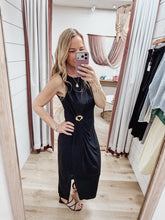Golden Hour Affair Round Neck Pleated Detail Midi Dress
