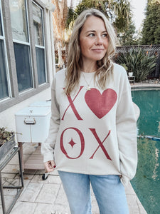 XOXO Sweatshirt - Sand/Brick Red