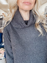 Waverly Slouchy Turtle Neck Waffle Knit - Charcoal