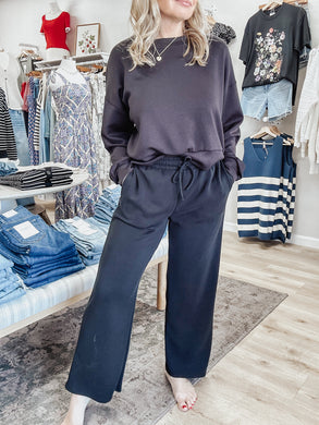 Sutton Scuba Wide Leg Pant - Black