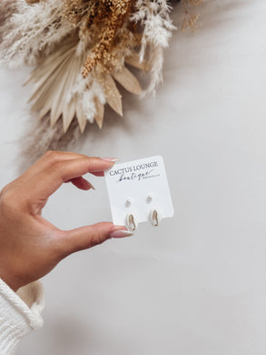 Pearl Stud and Seashell Stud Duo Earring Pack