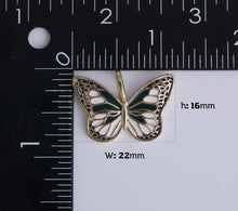 Enamel Monarch Butterfly Charm Bar - Gold Fill